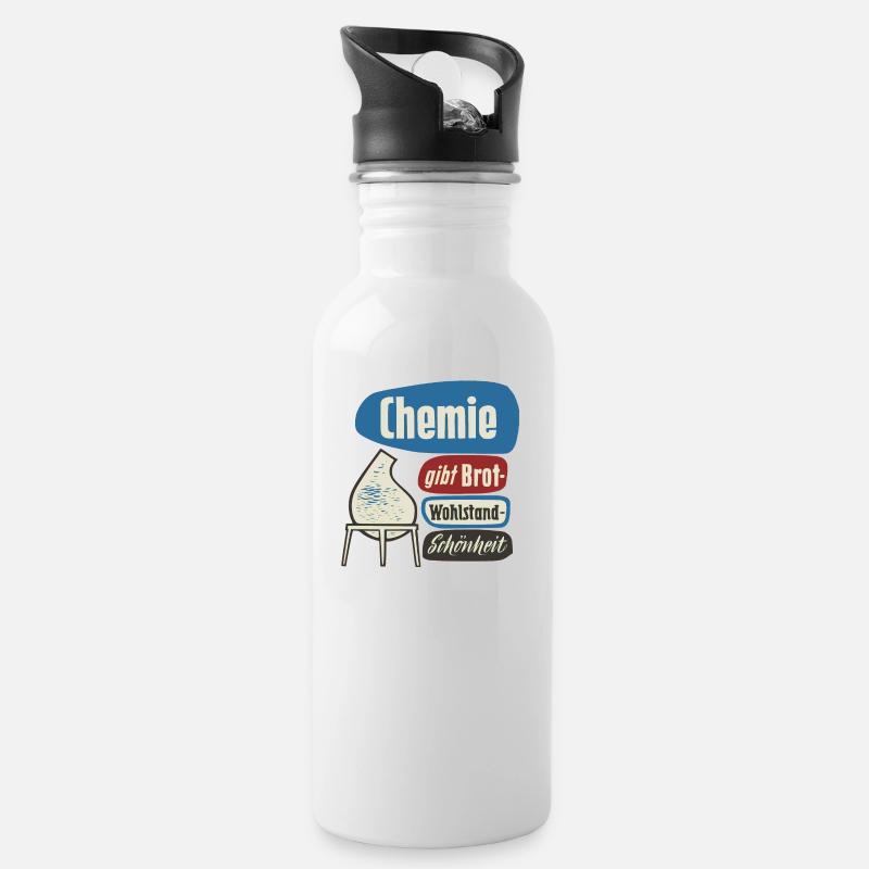 Chemie Werbung - Trinkflasche mit integriertem Trinkhalm - Weiß