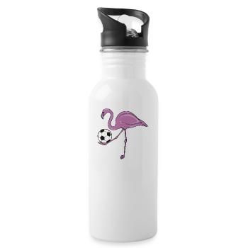 Flamingo Soccer Pink Soccer Gift - Water bottle with straw - white - Right