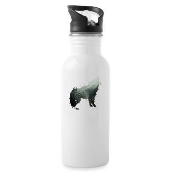 Der Wolf ist der Wald - Trinkflasche mit integriertem Trinkhalm - Weiß - Rechts
