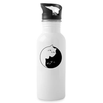 Cats Yin Yang symbol cat - Water bottle with straw - white - Right