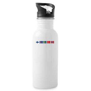 Farben von Skandinavien Flaggen Norden Odin Flagge - Trinkflasche mit integriertem Trinkhalm - Weiß - Rechts