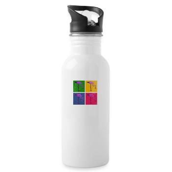 Flamingo - Trinkflasche mit integriertem Trinkhalm - Weiß - Rechts