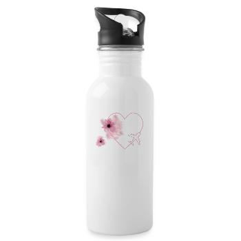 Reisen aus Herzenslust - Trinkflasche mit integriertem Trinkhalm - Weiß - Rechts