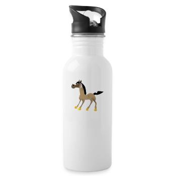 Pferd 01 - Trinkflasche mit integriertem Trinkhalm - Weiß - Rechts