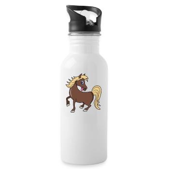 Cute horse pony - Water bottle with straw - white - Right