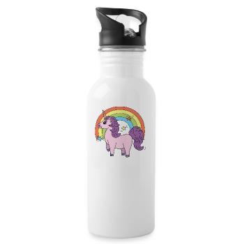Unicorn Elsbeth in front of a rainbow - Water bottle with straw - white - Right