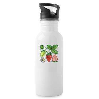 Strawberries - Water bottle with straw - white - Right