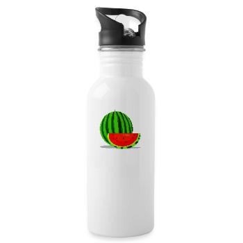 Pixel Art Melon - Water bottle with straw - white - Right