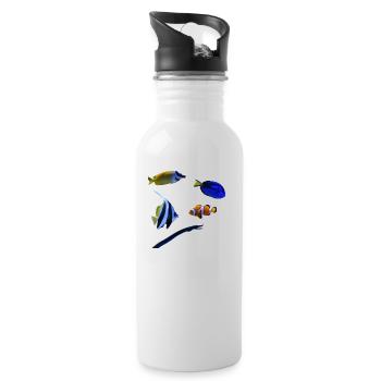 Poissons marins - Gourde avec paille intégrée - blanc - Droite
