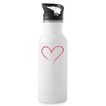 Coeur - Gourde avec paille intégrée - blanc - Droite