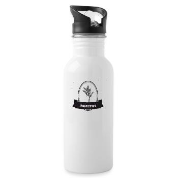 Veganer Vegetarier Tierschutz Geschenkidee - Trinkflasche mit integriertem Trinkhalm - Weiß - Rechts