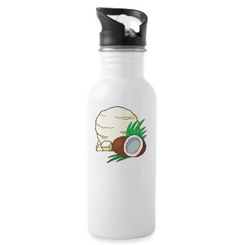 Kokosnuss Eis Speiseeis Eiskrem Eiscreme Kugeleis - Trinkflasche mit integriertem Trinkhalm - Weiß - Rechts