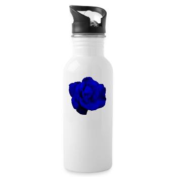 Blaue Rose - Trinkflasche mit integriertem Trinkhalm - Weiß - Rechts