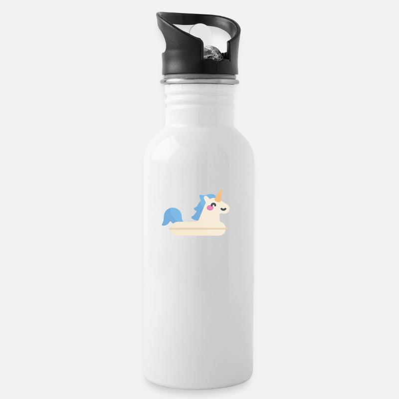 Einhorn Unicorn - Trinkflasche mit integriertem Trinkhalm - Weiß