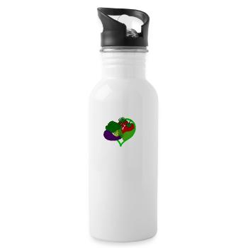 Veganer Vegetarier Tierschutz Geschenkidee - Trinkflasche mit integriertem Trinkhalm - Weiß - Rechts