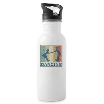 Retro vintage style dancing dance couple music - Water bottle with straw - white - Right