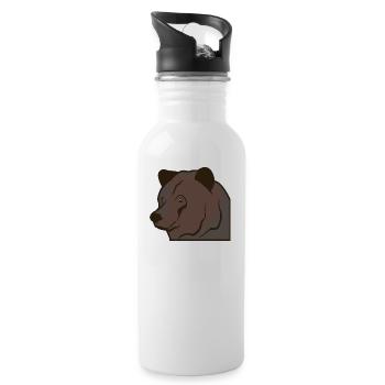 Bear head brown bear - Water bottle with straw - white - Right