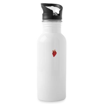 LOVE REALISM Herz Organ - Trinkflasche mit integriertem Trinkhalm - Weiß - Rechts