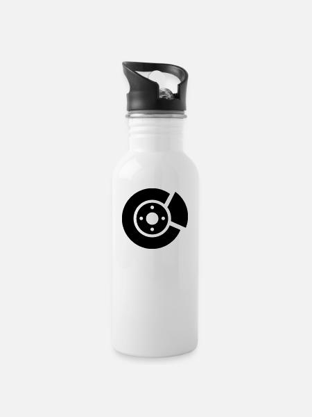 Bremsscheibe - Trinkflasche mit integriertem Trinkhalm - Weiß