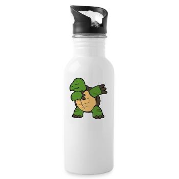 Dabbing Dab Dancing tortoise turtle - Water bottle with straw - white - Right