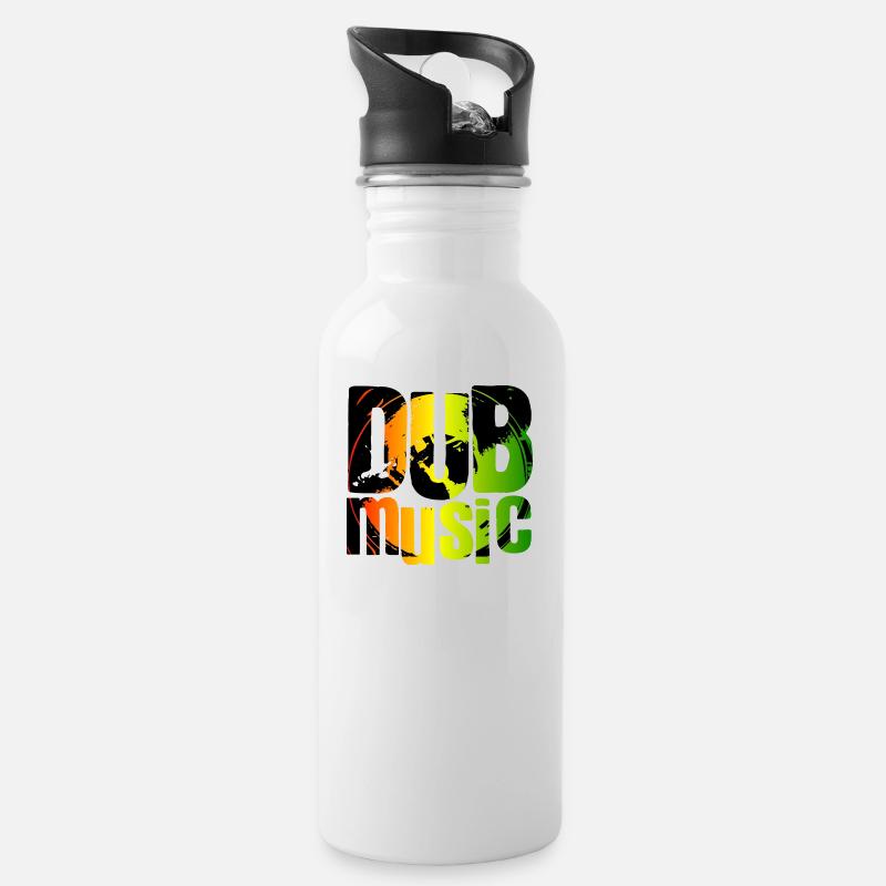 Dub music - Trinkflasche mit integriertem Trinkhalm - Weiß