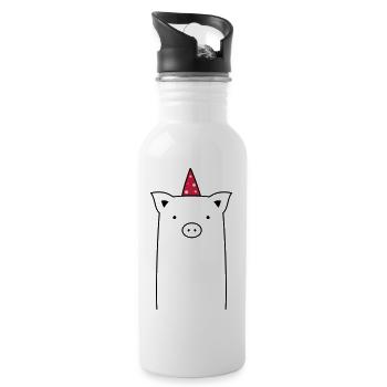 Pig Party - Party Sau - Water bottle with straw - white - Right