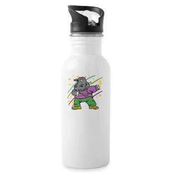 Dabbing Dab Hippopotamus Hippo Disco Party - Gourde avec paille intégrée - blanc - Droite