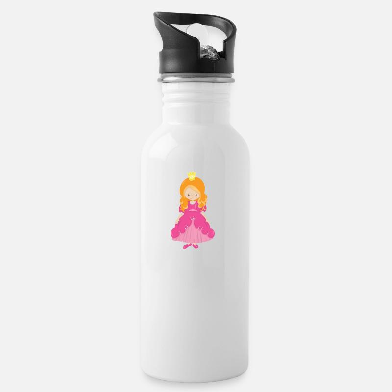 Prinzessin - Trinkflasche mit integriertem Trinkhalm - Weiß