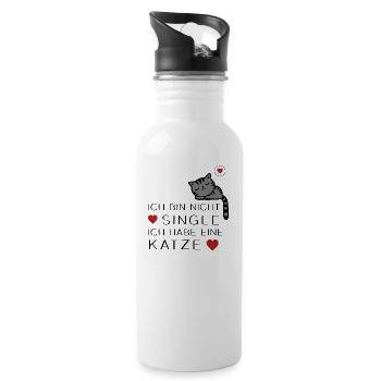 I'm not single, I have a cat - Water bottle with straw - white - Right
