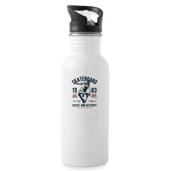 SKATEBOARD 1983 - Water bottle with straw - white - Right
