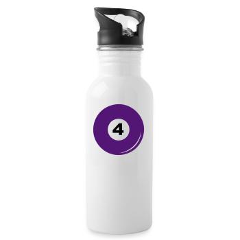 Billard Kugel Nummer 4 - Trinkflasche mit integriertem Trinkhalm - Weiß - Rechts