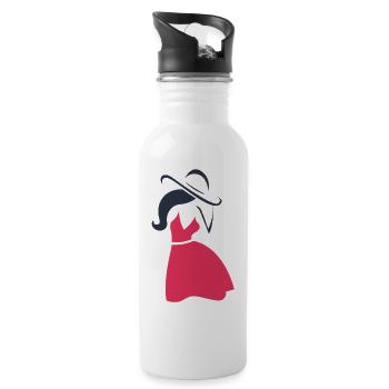 Woman dress hat Female lady silhouette gift - Water bottle with straw - white - Right