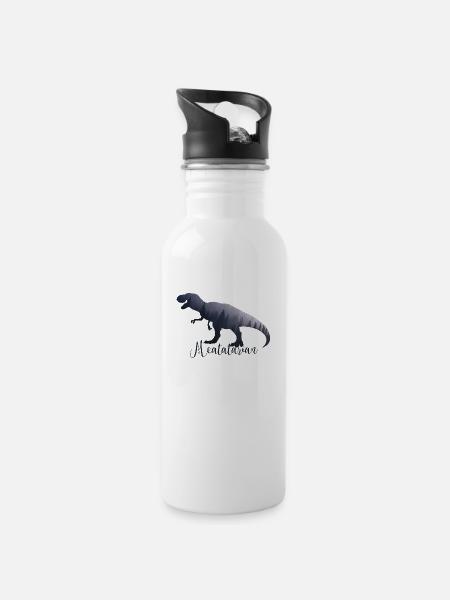 Fleischfresser T-Rex Dinosaurier Fleischesser - Trinkflasche mit integriertem Trinkhalm - Weiß