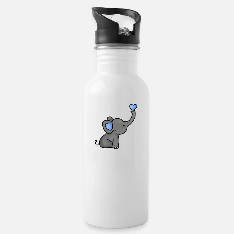 Bébé éléphant - Gourde avec paille intégrée - blanc