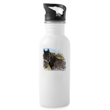 Wer möchte auf diesem Pferd nicht davonreiten? - Trinkflasche mit integriertem Trinkhalm - Weiß - Rechts