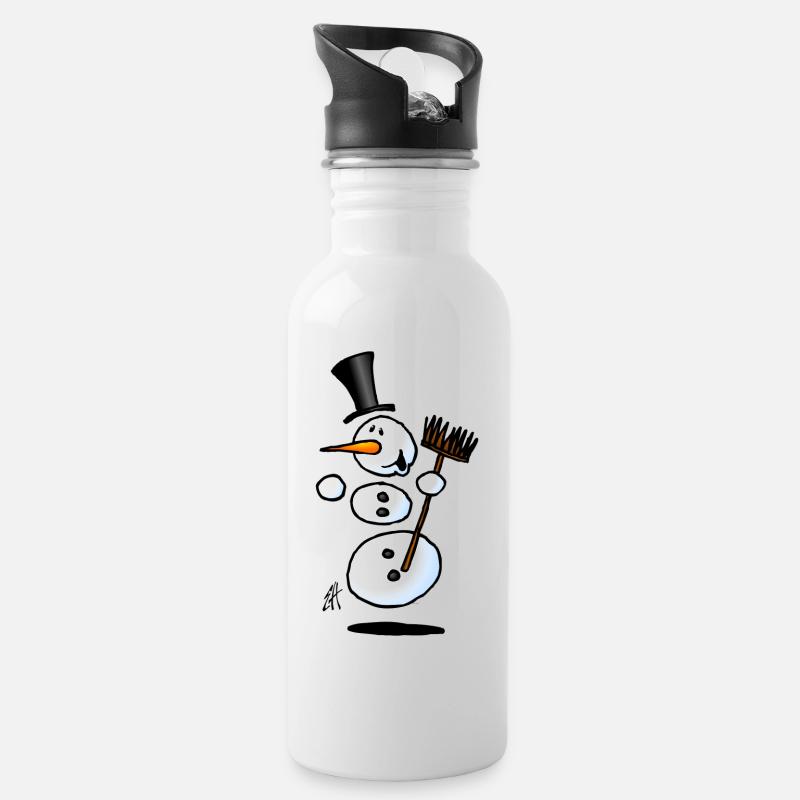 Tanzen Schneemann - Trinkflasche mit integriertem Trinkhalm - Weiß