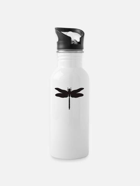 Libelle - Trinkflasche mit integriertem Trinkhalm - Weiß