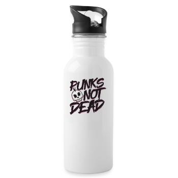 Punks not dead skull head rock n roll gift idea - Water bottle with straw - white - Right