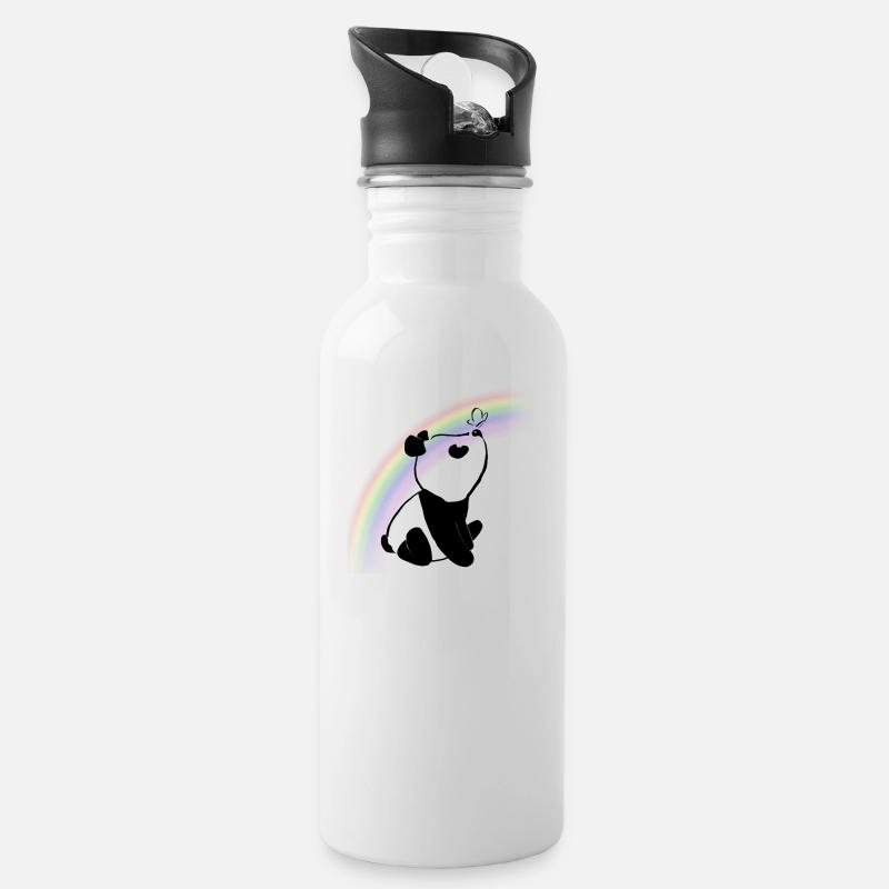 Panda - Trinkflasche mit integriertem Trinkhalm - Weiß