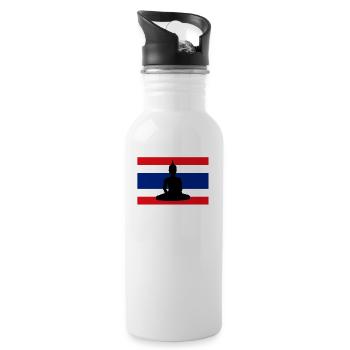 Thailand flag Buddha - Water bottle with straw - white - Right