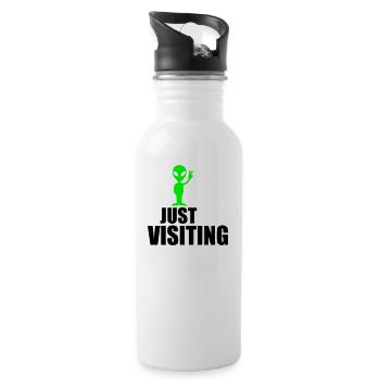 just visiting funny quote - Water bottle with straw - white - Right
