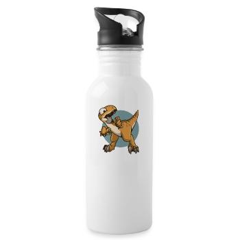 Wraptor Raptor Dinosaur Dino Burrito Tortilla - Water bottle with straw - white - Right
