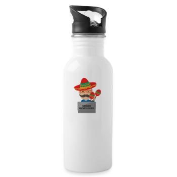 Señor Developer Senior Developer - Geschenkidee - Trinkflasche mit integriertem Trinkhalm - Weiß - Rechts