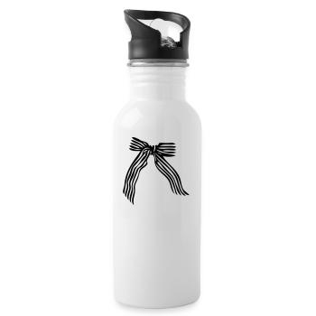 Stripes pattern ribbon - Water bottle with straw - white - Right