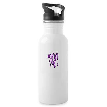 Dripping Purple Design - Trinkflasche mit integriertem Trinkhalm - Weiß - Rechts