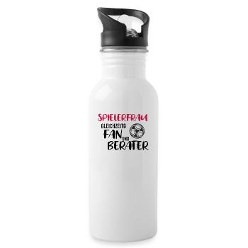 Spielerfrau Fan und Berater - Trinkflasche mit integriertem Trinkhalm - Weiß - Rechts