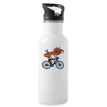 Ameise - Biker - Trinkflasche mit integriertem Trinkhalm - Weiß - Rechts