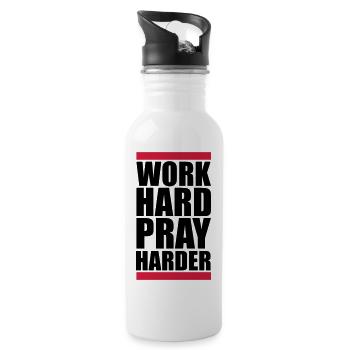travailler dur prier plus dur travailler dur jesus cross ch - Gourde avec paille intégrée - blanc - Droite