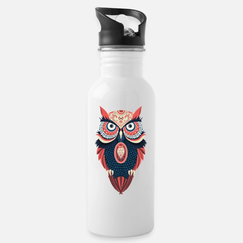 Hibou hibou - Gourde avec paille intégrée - blanc