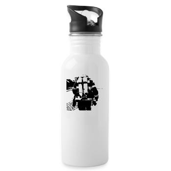 Firefighter with fire helmet extinguishes fire helm - Water bottle with straw - white - Right